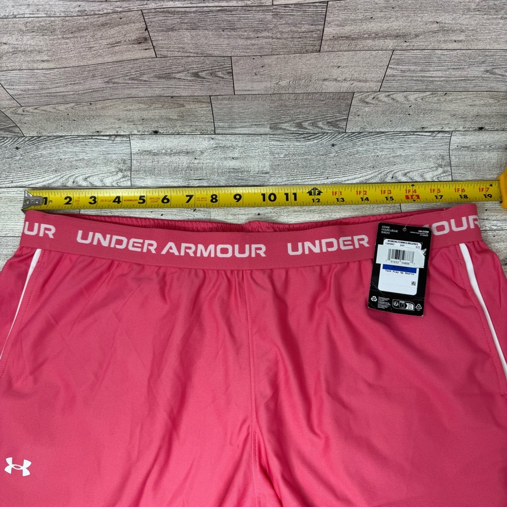 NWT-Under Armour Women's Tech Play Up 3" Shorts Size XL Pink/White - Picture 7 of 8